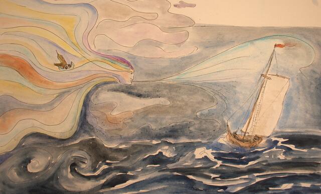 Illustration aus Bilderbuch "Winterlinde - der Traum vom Fliegen" 2022, Lalena Moseler