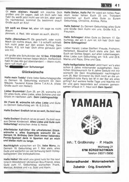 Kleinanzeigen, News Magazin, Juni 1984