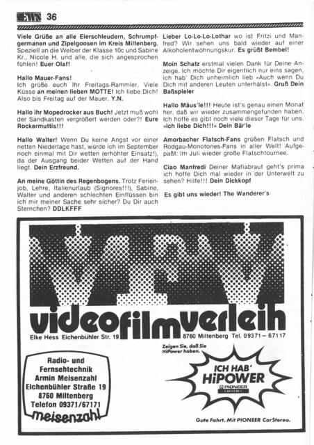 Kleinanzeigen, News Magazin, Oktober 1984