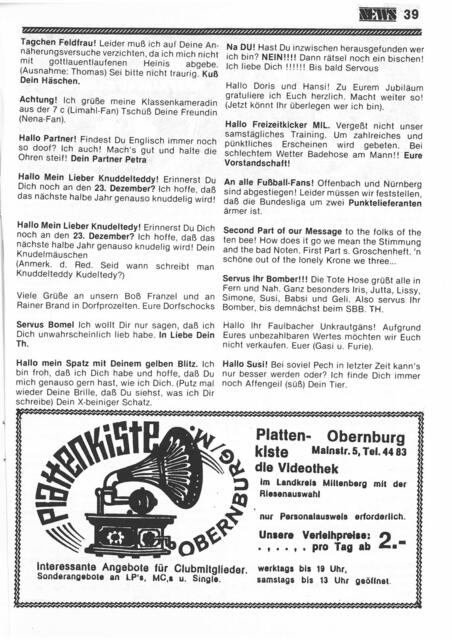 Kleinanzeigen, News Magazin, Juni 1984