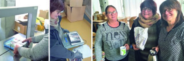 Heike Friedel, Martina Herkert und Manuela Bischof im Lager in Großheubach