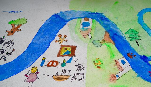  „Wasser-Vergnügen“ – Grundschüler-Arbeit aus einem Miltenberger Kunstnetz-Kurs.