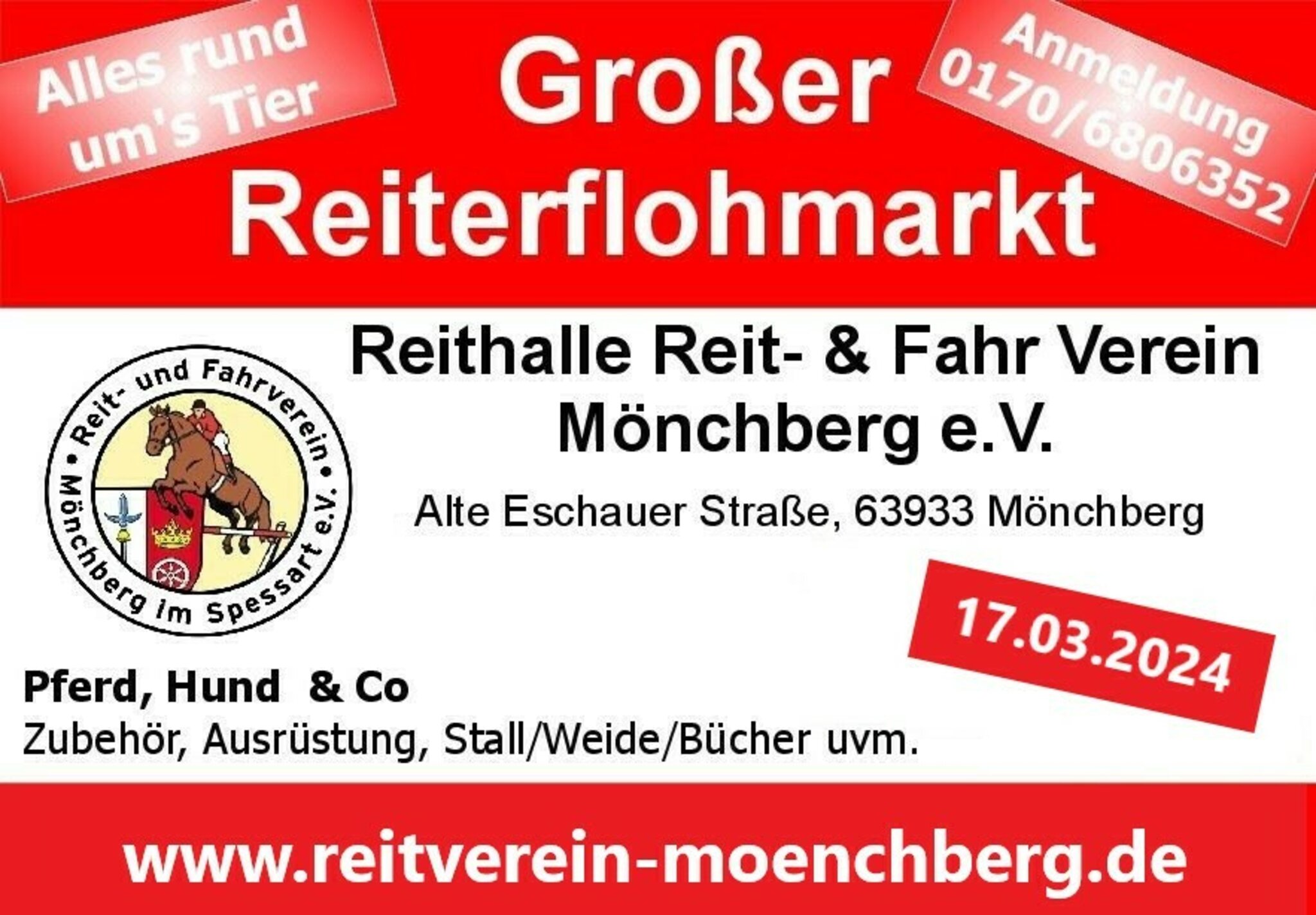 traditioneller Reiterflohmarkt in Mönchberg zum 9. Mal, läd der