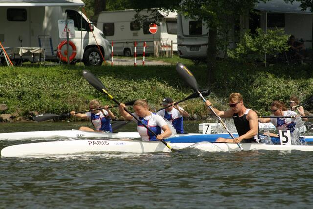 Annika Wirl und Hanno Wortmann (VfK Saar) setzten sich im Rennen im K2 mixed LK offen durch. | Foto: Uschi Zimmermann