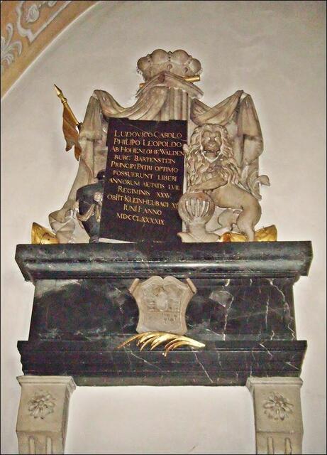 Das Grabmal des Fürsten Ludwig Karl Philipp von Hohenlohe-Waldenburg Bartenstein, 1799 +