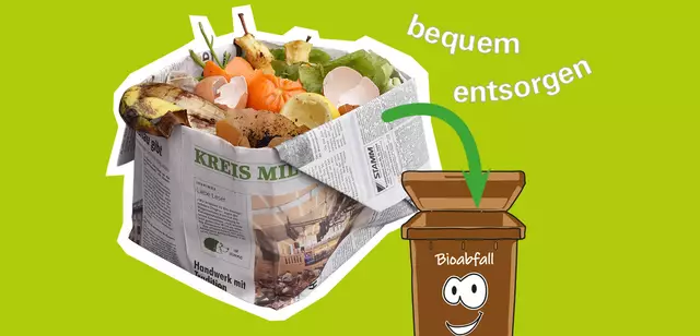 Pfiffige Idee: Die Bioabfalltüte aus Zeitungspapier. | Foto: © Landratsamt Miltenberg
