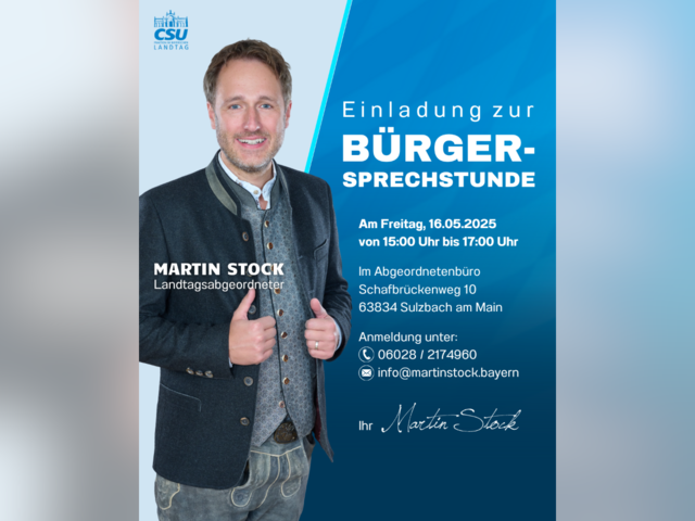 Bild: Einladung zur Bürgersprechstunde mit MdL Martin Stock. | Foto: Bürgerbüro MdL Stock