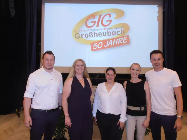 Freuen sich über 50 Jahre GIG: 2. Vorsitzender Fabian Loos, 1. Vorsitzende Silvia Broßler, Marketingausschussleiterin Katharina Sandt, Schriftführerin Anina Hansen und Kassier Nikolai Reiß (von links nach rechts)