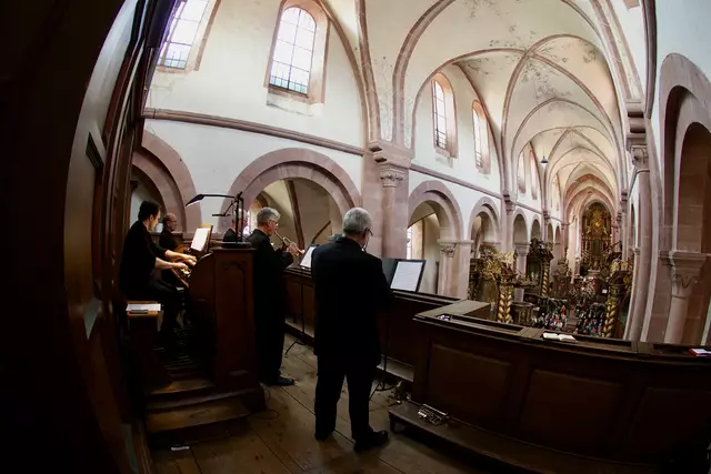 Die fünf talentierten Akteure vom Trompeten-Ensemble Stuttgart zogen alle
Register ihres Könnens. Foto Roland Schönmüller

