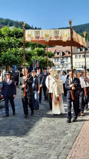 Pfarrer Jan Kölbel mit dem Allerheiligsten in der Monstranz unter dem Tragehimmel | Foto: Thomas Bertlwieser