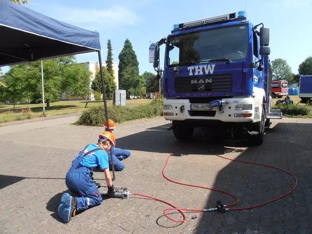 Anheben eines LKW mit der Hydropresse.
