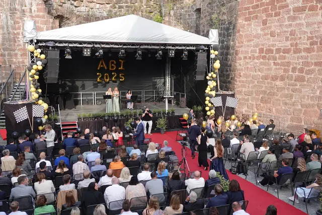 Gut gelaunt mit Sekt und Luftballons in die Zukunft:  imposante Abiturfeier des Dietrich-Bonhoeffer-Gymnasiums vor historischer Kulisse. Foto: Roland Schönmüller

