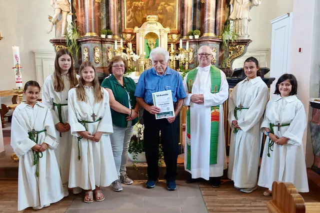 Erhard Bleifuß war 56 Jahre Mesner in der Rokoko- Wallfahrtskirche in Schippach, einem Miltenberger Höhenstadtteil und der katholischen Filialkirche St. Wendelin, die zur Pfarreiengemeinschaft St. Antonius Erftal und Höhen gehört. 