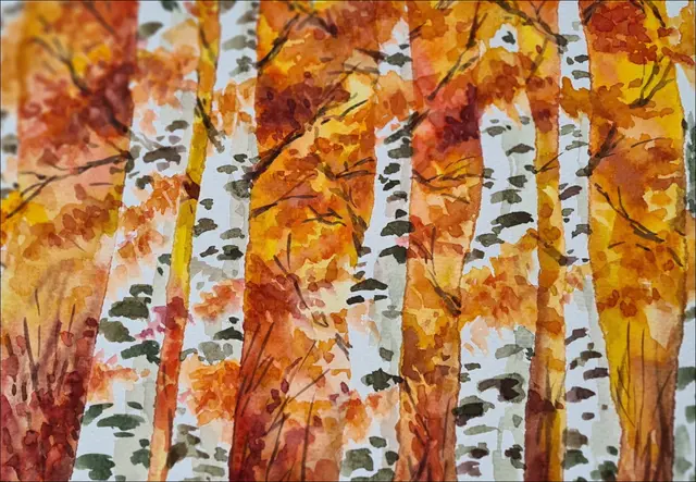 Bunte Herbstbilder entstehen im Workshop „Herbstaquarell“.  | Foto: Margarete Sondel 