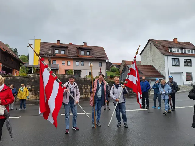 Empfang in Wildflecken mit Feuerwehr und Bürgermeister