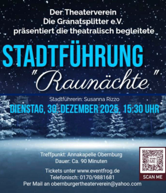 Die Raunächte in Obernburg: Eine besondere Stadtführung erwartet Sie am Dienstag, den 30.12.25, um 15:30 Uhr! | Foto: Theaterverein Die Granatsplitter e.V.