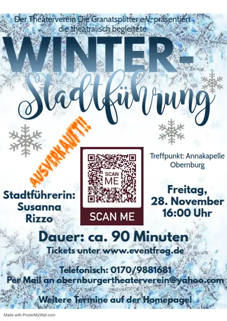 Winter-Stadtführung: Freitag, 28.11.25, 16:00 Uhr. NUR NOCH RESTKARTEN! | Foto: Theaterverein Die Granatsplitter e.V.