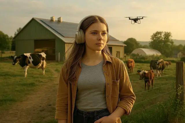 Zukunft in der Region: eine junge Frau im Jahr 2035. computergenerierte Gestaltung: Roland Schönmüller 