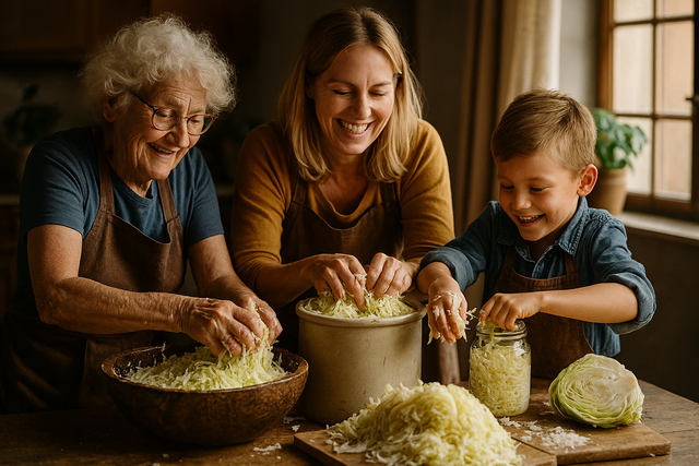 Das Einmachen von Sauerkraut macht Spaß. Foto-Gestaltung Roland Schönmüller 
