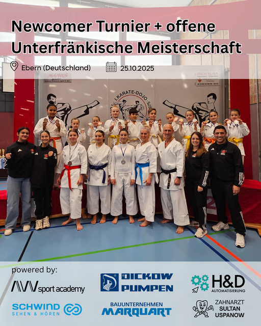 Die erfolgreichen Athletinnen und Athleten vom SV UNSU Karate Mömlingen e.V. mit den Trainern Fabienne und Mohammed Abu Wahib (vordere Reihe, rechts) und den Betreuerinnen Aaliyah Günlü (vordere Reihe, zweite v.li.) und Azra Akinci (vordere Reihe, erste v.li.). | Foto: Verein