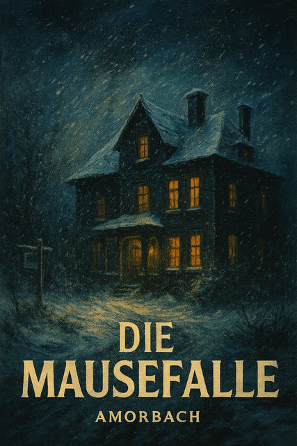  Bildinfo: „Die Mausefalle“ in Amorbach

Ein fotorealistisches Szenario, das Agatha Christies Krimiklassiker atmosphärisch einfängt:
Ein düsteres, viktorianisches Haus trotzt einem nächtlichen Schneesturm – geheimnisvoll, unheimlich, und doch einladend. Die warm leuchtenden Fenster kontrastieren mit der eisigen Umgebung, als würde das Haus selbst ein dunkles Geheimnis hüten.

Die Aufschrift „Die Mausefalle – Amorbach“ macht klar: Hier beginnt das Spiel mit Verdacht, Verstellung und einem Twist, der selbst die Schneeflocken innehalten lässt.

Stimmung:

• Mysteriös und dramatisch
• Britisch-kühl mit fränkischem Nachhall
• Ideal als visuelles Entrée für Rezension, Einladung 