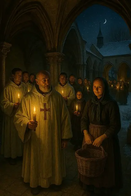 In Amorbach und wie hier Bronnbach schimmerten die Lichterprozessionen Anfang Februar wie wandernde Sternschnüre durch die dunkle Abteikirchen der Benediktiner und Zisterzienser, und auch die geweihten Kerzen brannten in den Bauernhäusern wie kleine, unbeirrbare Soli im großen Orchester der Winternacht. 