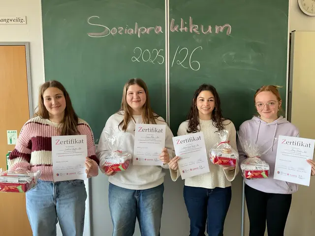 Stolz nehmen die Schülerinnen ihr Zertifikat in Empfang | Foto: Katrin Förtig