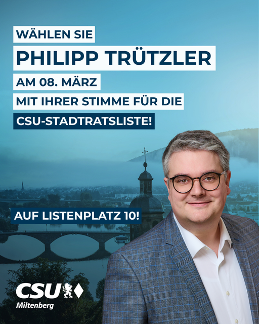 Philipp Trützler, 42, Diplom‑Kaufmann und Geschäftsführer von St. Kilian Distillers – bringt als Finanz‑ und Unternehmensprofi internationale Erfahrung in die wirtschaftspolitische Diskussion für Miltenberg ein.