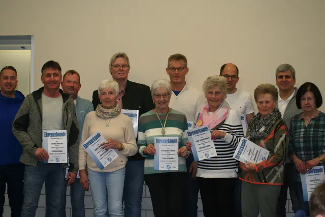 v.l.n.r. Pascal Petermann 2.Vorsitzender, Thomas Roscher, Roland Bohlender, Ingrid Hermann, Michael Günther, Annemarie Mönch, Elmar Wörner, Irma Brandenburg, Benjamin Kabel, Lina Dick, Jörg Ziegler 1.Vorsitzender, Gisela Völker