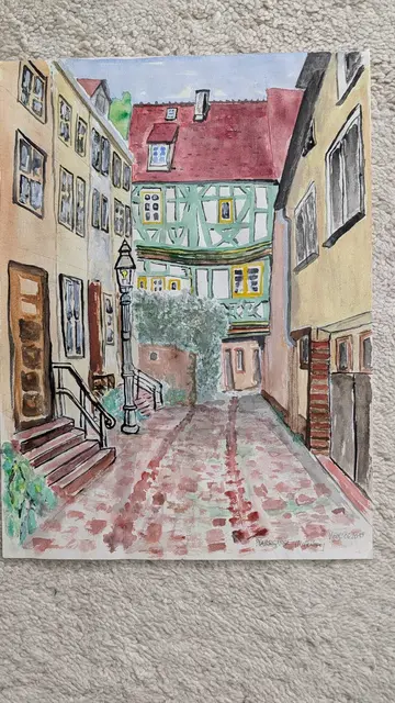 Pfarrgasse Miltenberg
Acryl auf Papier, 40 x 30 cm
2019 | Foto: KOOL.