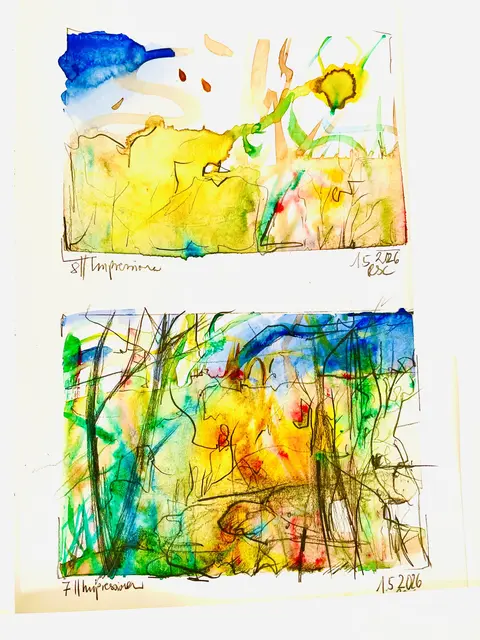 Mai-Szenerie  - Aquarellskizzen Roland Schönmüller 
