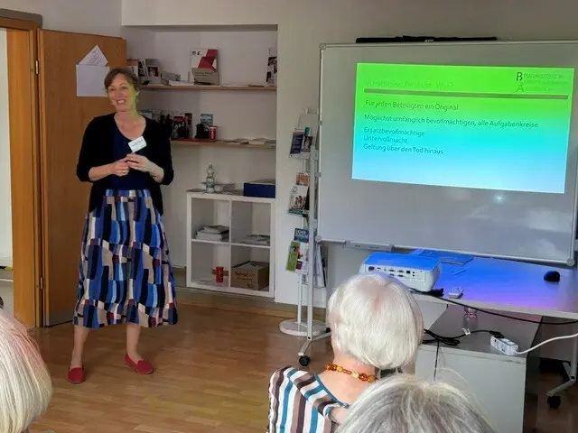 Fachvortrag Frau Hofmann, Fachstelle pflegende Angehörige | Foto: BSA e. V.