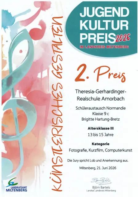 2. Preis Projektarbeit Erinnerungskultur - Der gemeinsame Blick | Foto: Landratsamt Miltenberg