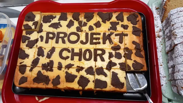 tolle Idee, Kuchen mit Tagesmotto, lecker 