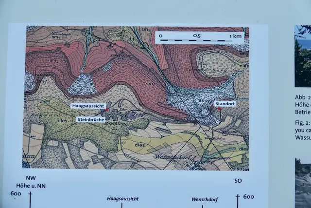 Geologische Tafel am Parkplatz der Wenschdorfer Steige.