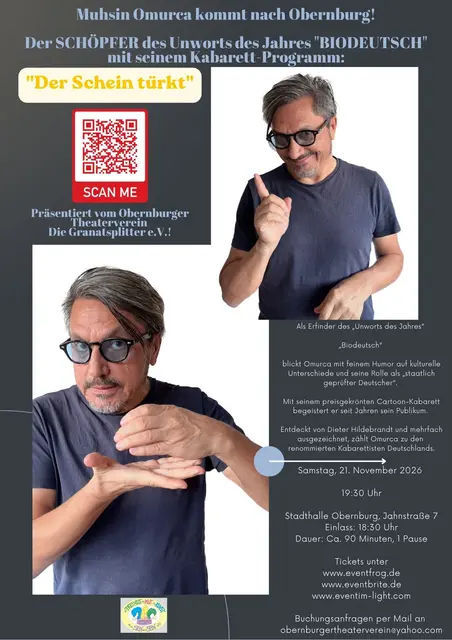 Das Plakat zu "Der Schein türkt!" - Samstag, 21. November 2026, 19:30 Uhr in der Stadthalle Obernburg! | Foto: Theaterverein Obernburg, Muhsin Omurca