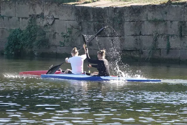 Viel näher ist das rhythmische Klopfen und saubere Gleiten auf dem Wasser. Junge Ruderinnen und Ruderer ziehen in ihren schmalen Booten flussaufwärts, die Muskeln angespannt, die Gesichter im hellen Frühherbstlicht, während die Trainerin vom linken Mainufer aus motivierende Zuneigung brüllt. 
