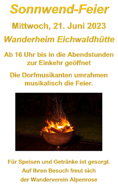 Sonnenwend-Feier am Wanderheim | Foto: Wanderverein Alpenrose