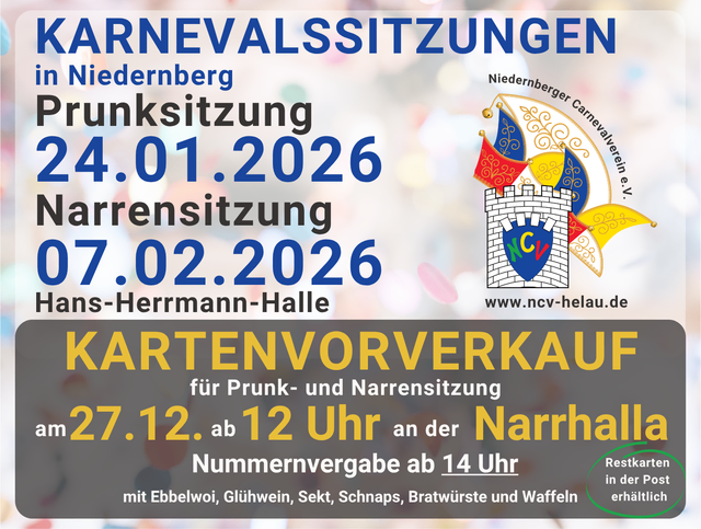 Kartenvorverkauf NCV-Faschingssitzungen 2026. | Foto: Sina Herber