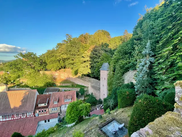 Schatten der Mildenburg, lauer Wind und der Blick aufs Fachwerk bis zum Main. July Vibes pur.