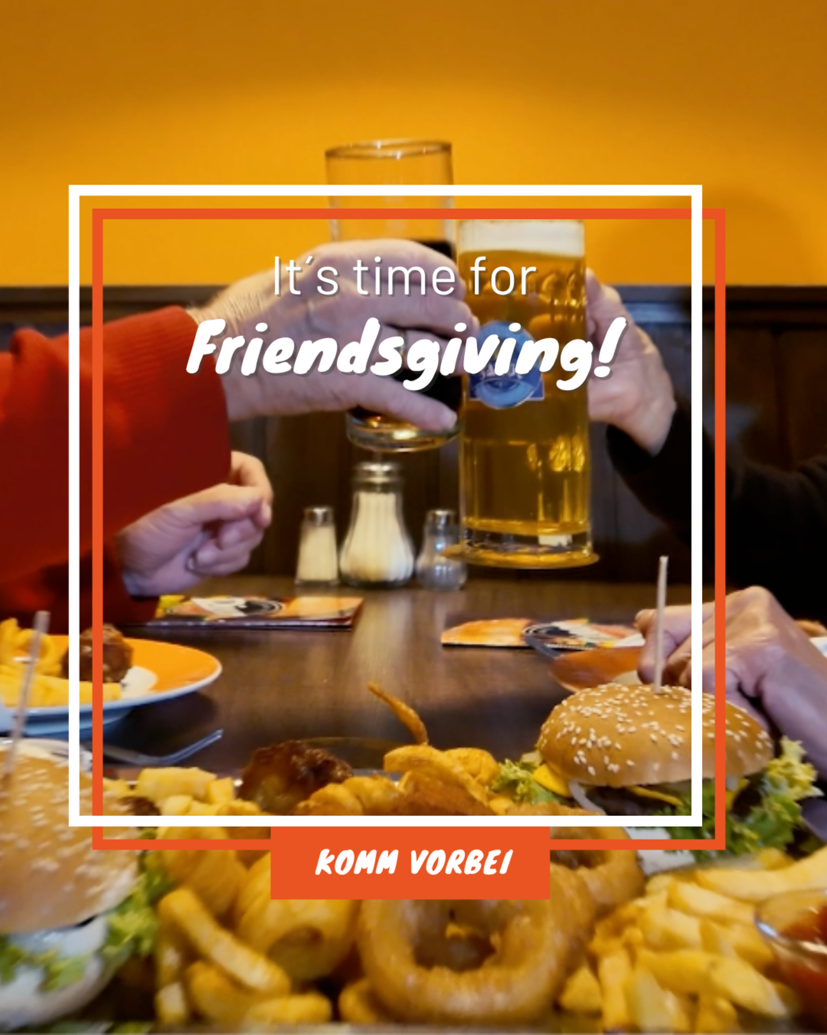 -Anzeige-Friendsgiving-im-Diner-Burger-Platte-Milkshake-Special-im-November